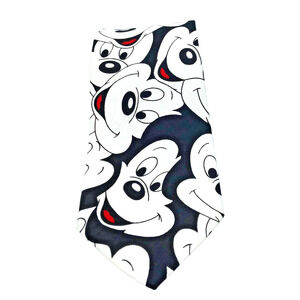 VTG Disney Mickey Mouse Tie Necktie Balancine 56" x 4" Black & White USA